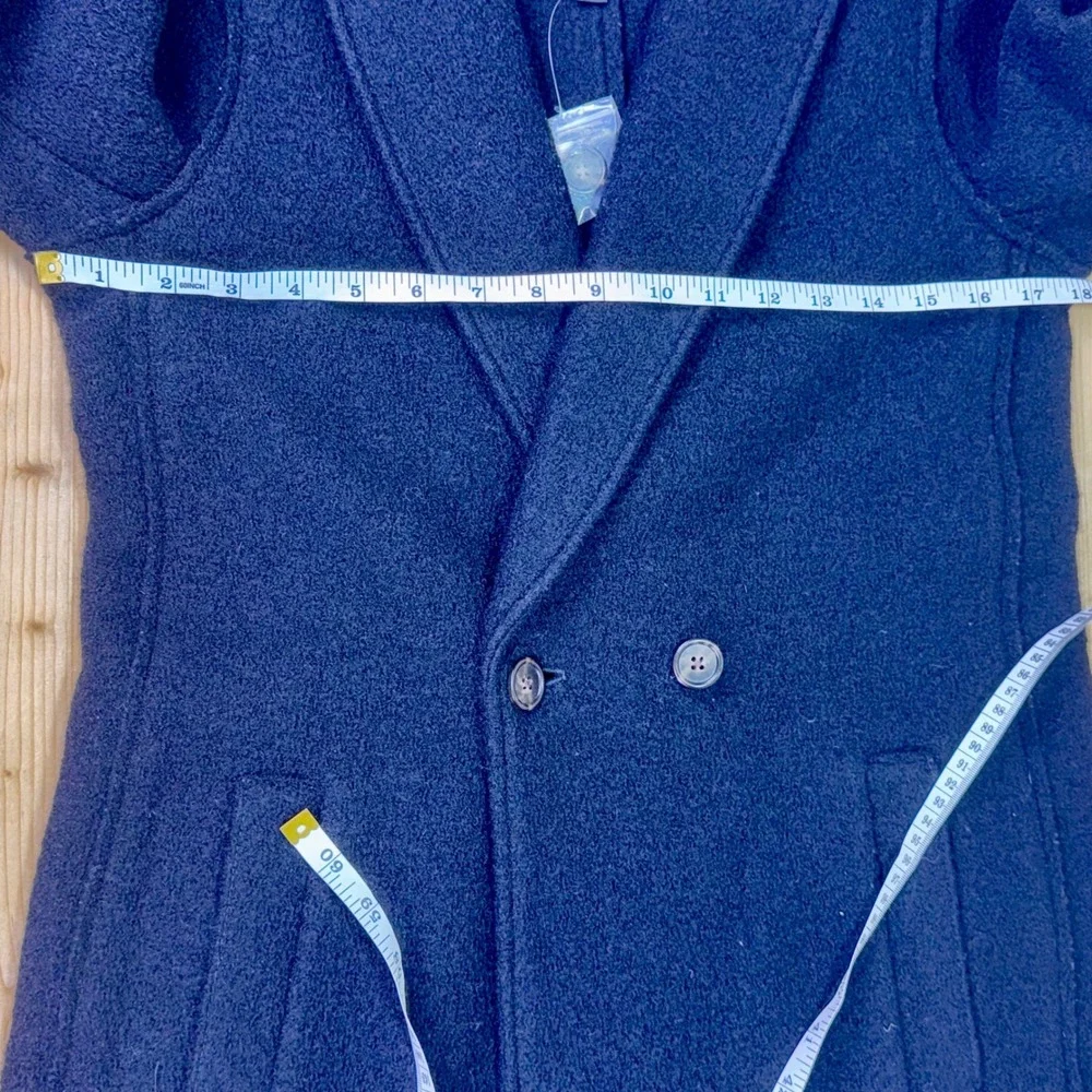 J.Crew‎ Italian Boiled Wool Coat Black Size 0 Double Breasted NWOT - Picture 4 of 8